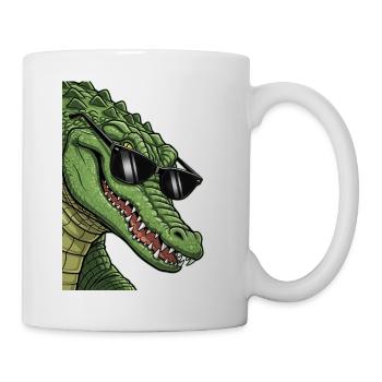 Casual crocodile with sunglasses - Mug - white - Right