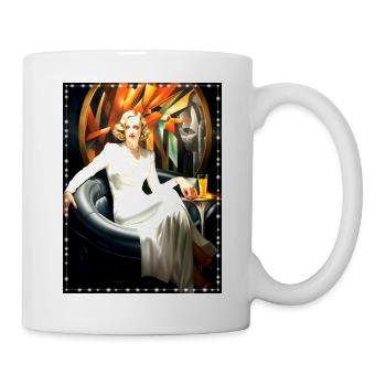 Femme élégante vêtue de blanc dans le style Art Déco - Mug blanc - blanc - Droite