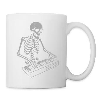 Halloween Skelett mit Synthesizer Kunst - Tasse - Weiß - Rechts