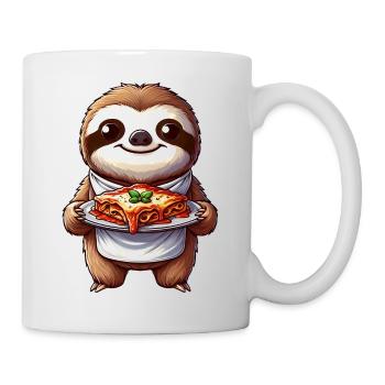 Lasagne mignonne paresseux dessin animé Cuisine italienne - Mug blanc - blanc - Droite