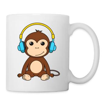 Cute Monkey with Headphones Design - Mug - white - Right