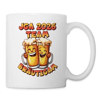 Équipe JGA 2026 : Groom, bière, alcool, drôle - Mug blanc - blanc - Droite