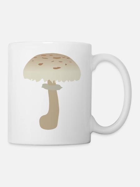 Minimalistische Sonnenschirm-Pilz-Illustration - Tasse - Weiß
