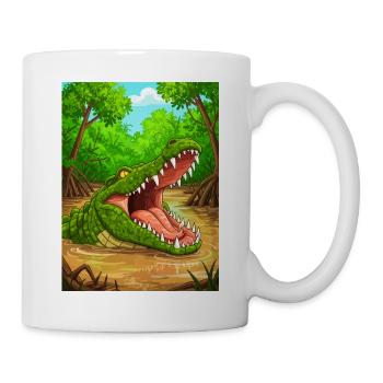 Krokodil – Afrikas Flüsse, stärkster Biss - Tasse - Weiß - Rechts