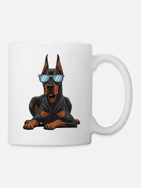 Dobermann liegend Portrait für Hundebesitzer - Tasse - Weiß