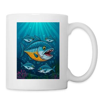 Piranha – deadly aggressive fish in rivers - Mug - white - Right