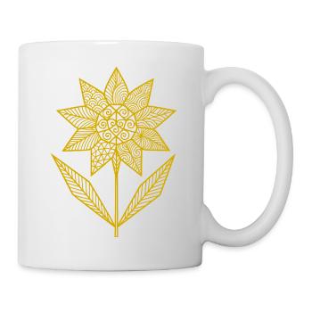 Geometrische Mandala Blumenillustration - Tasse - Weiß - Rechts