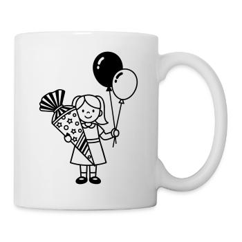 Fille inscrite à l’école avec cône d’école - Mug blanc - blanc - Droite