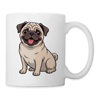 Niedlicher Mops Cartoon Hundeliebhaber - Tasse - Weiß - Rechts