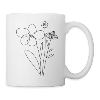 Minimalist Black Flowers Silhouette T-Shirt - Mug - white - Right