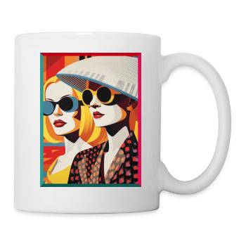 Moderne Pop-Art Damen im Strandstil Sonnenbrillen - Tasse - Weiß - Rechts