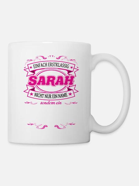 Qualitätsmerkmal Sarah einfach Erstklassig - Tasse - Weiß