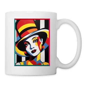 Abstract Portrait Lady with Colorful Cap Pop Art - Mug - white - Right
