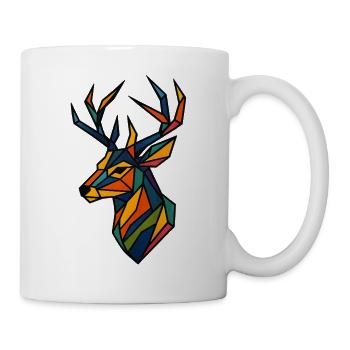 Geometrischer Edelhert Kunstdruck - Tasse - Weiß - Rechts
