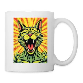 Lachende Katze Comicdruck - Tasse - Weiß - Rechts