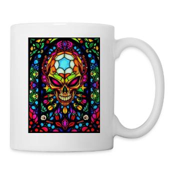 Skull Glasfenster - Tasse - Weiß - Rechts