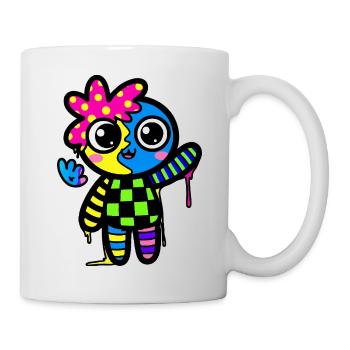 Split Face Regenbogen Pop Art - Tasse - Weiß - Rechts