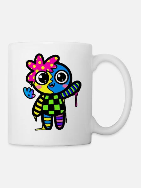 Split Face Regenbogen Pop Art - Tasse - Weiß
