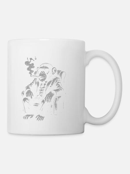 König Schimpanse im Smoking-Anzug - Tasse - Weiß