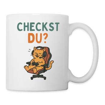 Gaming Katze im Chefsessel Vintage retro Design  - Tasse - Weiß - Rechts