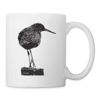 Redshank - Monochrome Bird Silhouette - Mug - white - Right