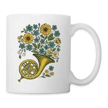 Blumen Waldhorn Blumenstrauß Illustration - Tasse - Weiß - Rechts