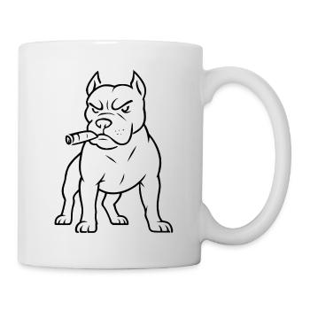Cigar Bulldog Lineart - Tasse - Weiß - Rechts