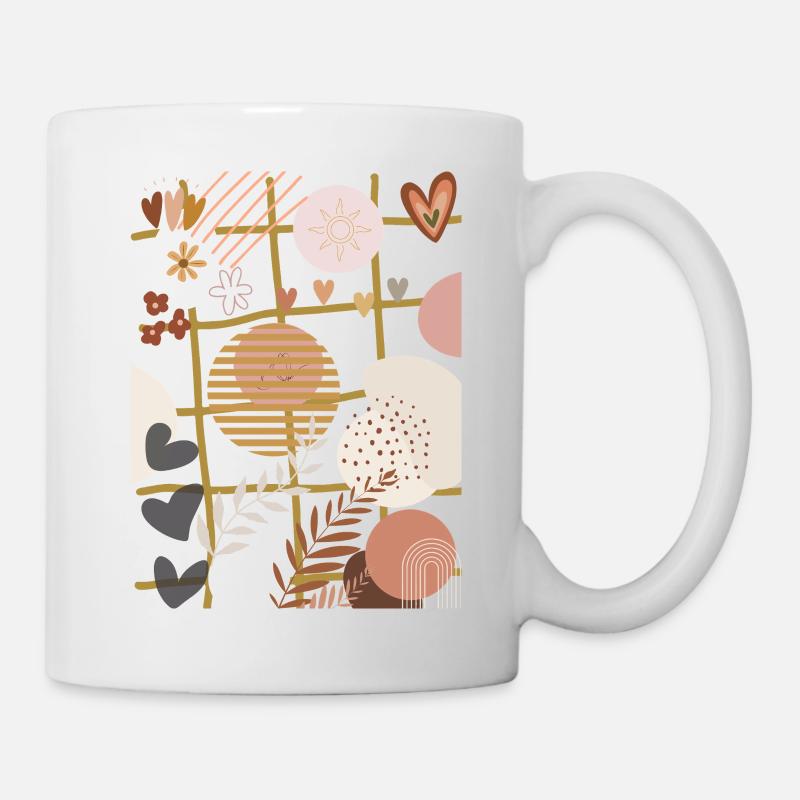 Bohemian Flowers on Gilt Grid - Mug - white