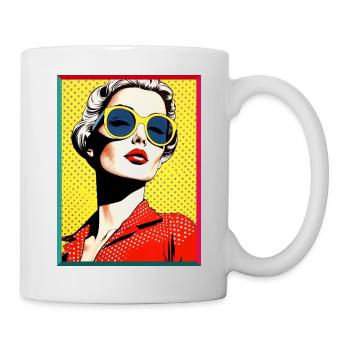Pop Art Diva Jaune Lunettes de Soleil Mode Rétro - Mug blanc - blanc - Droite