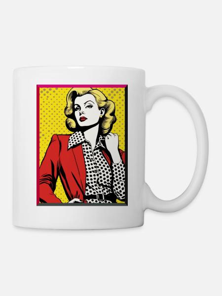 Pop Art Lady Red Blazer À Pois Chemisier Mode - Mug blanc - blanc