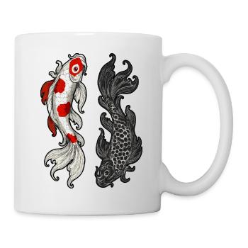 Koi Fish Drawing | Spiritual Energy 6KUHD - Mug - white - Right