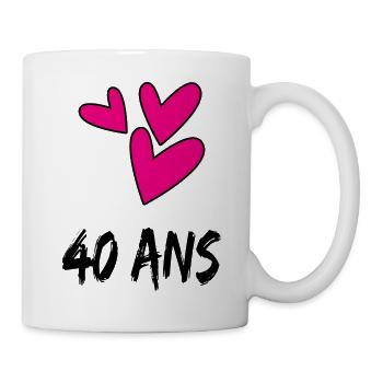 40. 40 ANS. 40e ANNIVERSAIRE. ANNIVERSAIRE 40 ANS. - Mug blanc - blanc - Droite