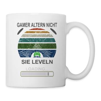 Gamer Leveln Loading Retro Sonnenburst - Tasse - Weiß - Rechts