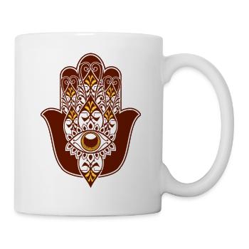 Hamsa Eye Yellow Brown Floral Pattern - Mug - white - Right
