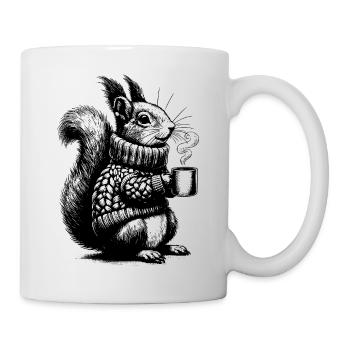 Eichhörnchen mit Tee - Tasse - Weiß - Rechts