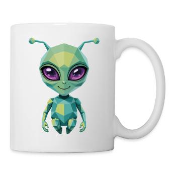 Alien - Cooles Low-Poly-Logo - Tasse - Weiß - Rechts