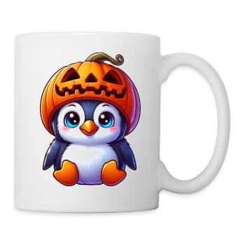 Pingouin mignon d’Halloween avec citrouille Dessin animé - Mug blanc - blanc - Droite