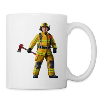 Feuerwehrmann - Cooles Helden-Logo - Tasse - Weiß - Rechts
