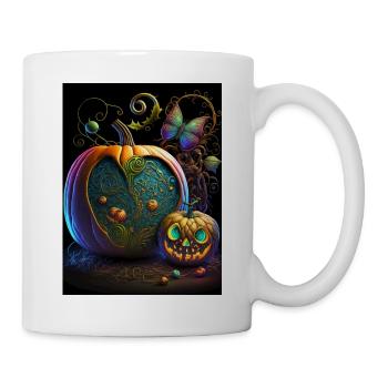 Bright Halloween pumpkins with pattern - Mug - white - Right