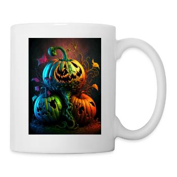 Neon Halloween Kürbisse - Tasse - Weiß - Rechts