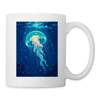 Bioluminescent Jellyfish  A floating light - Tasse - Weiß - Rechts