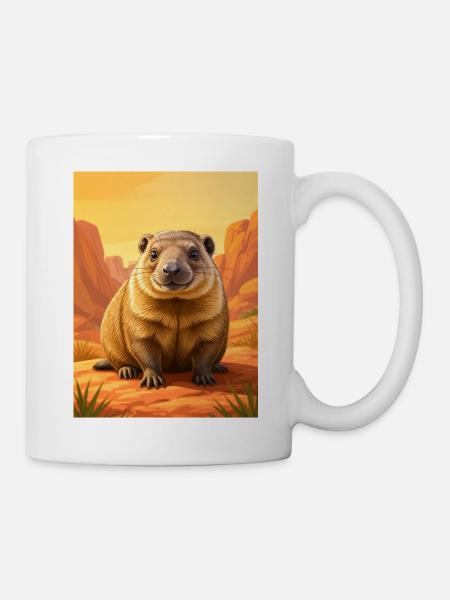 Realistic cute Comic Rock Hyrax - Tasse - Weiß