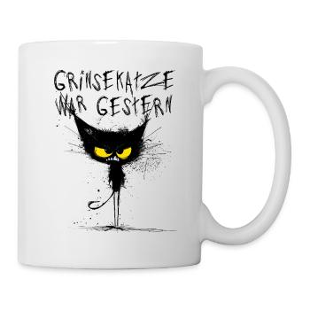 Grimmige Katze - Grinsekatze war gestern - Tasse - Weiß - Rechts