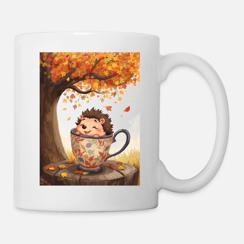 EG Igel in Tasse I Herbst I Urlaub I Geschenkidee - Tasse - Weiß