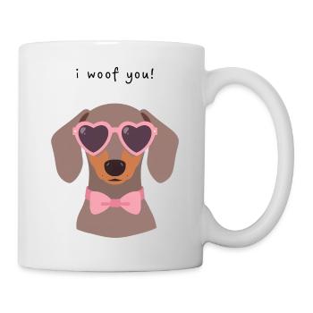 Dackel I Woof You Valentinstag Design - Tasse - Weiß - Rechts