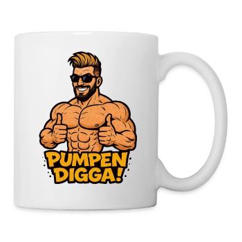 PUMPS DIGGA Cartoon Bodybuilder - Mug - white - Right