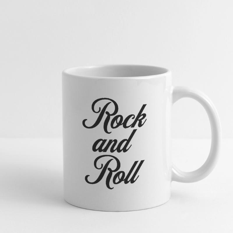 Conception de logo de typographie cursive Rock and Roll Mug blanc