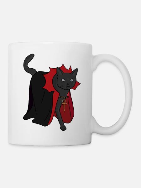 Nachtaktive Vampirkatze - Tasse - Weiß