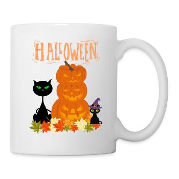 Halloween Stack Pumpkins Cat - Mug - white - Right