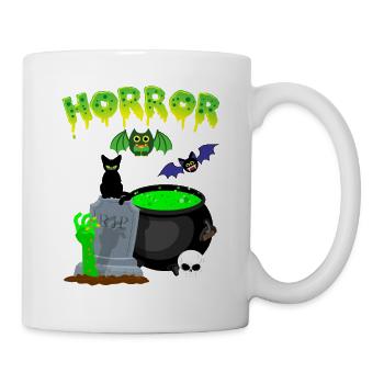 Grüner Hexenkessel Gruselnacht - Tasse - Weiß - Rechts